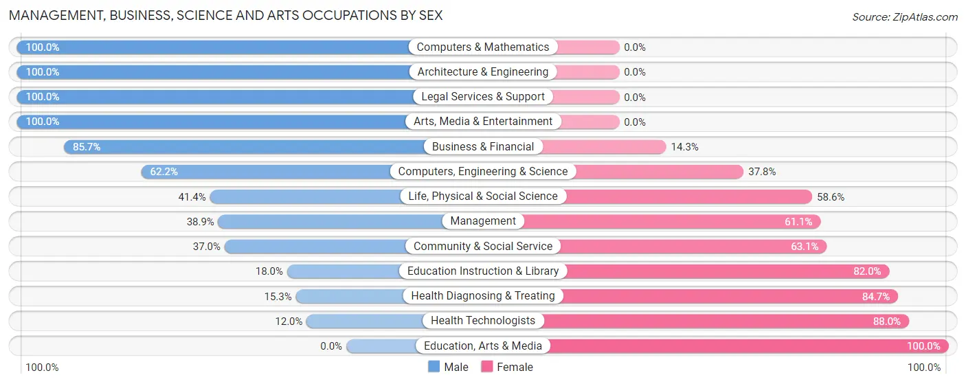 Management, Business, Science and Arts Occupations by Sex in Opelousas