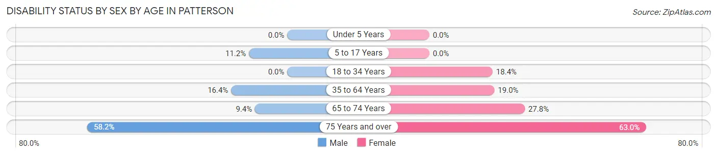 Disability Status by Sex by Age in Patterson