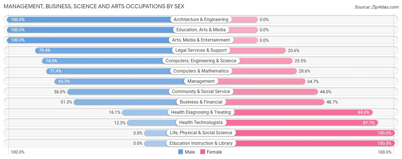 Management, Business, Science and Arts Occupations by Sex in Pearl River