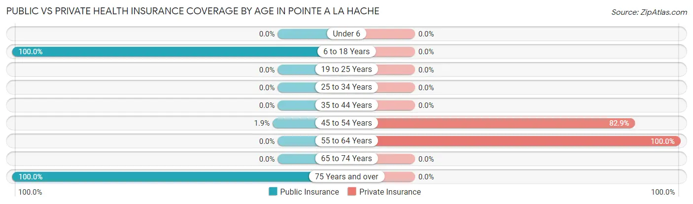 Public vs Private Health Insurance Coverage by Age in Pointe A La Hache