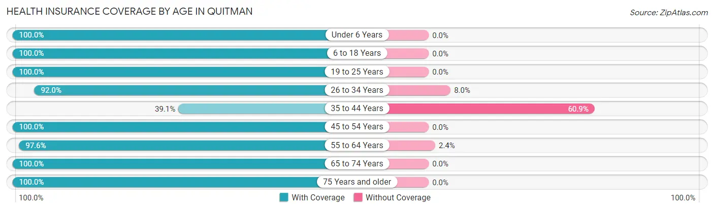 Health Insurance Coverage by Age in Quitman