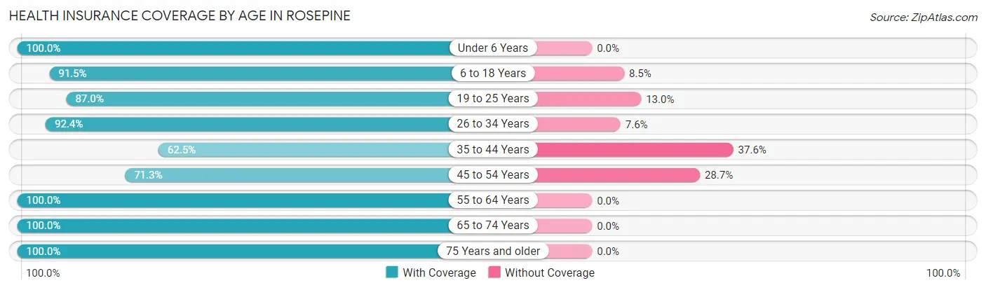 Health Insurance Coverage by Age in Rosepine