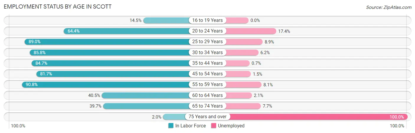 Employment Status by Age in Scott