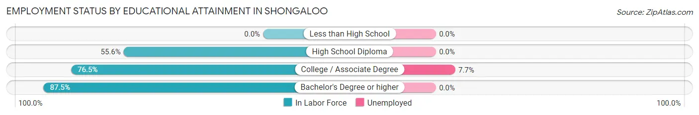 Employment Status by Educational Attainment in Shongaloo