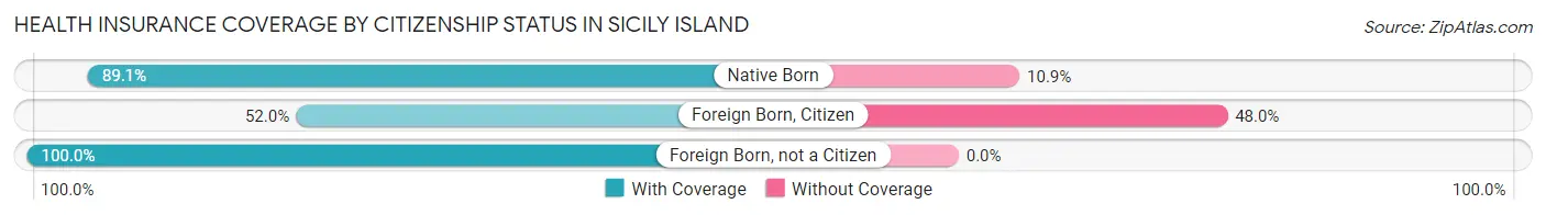 Health Insurance Coverage by Citizenship Status in Sicily Island