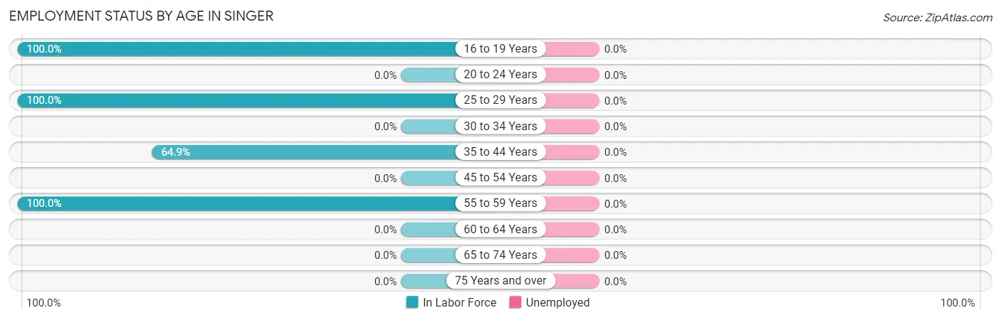 Employment Status by Age in Singer