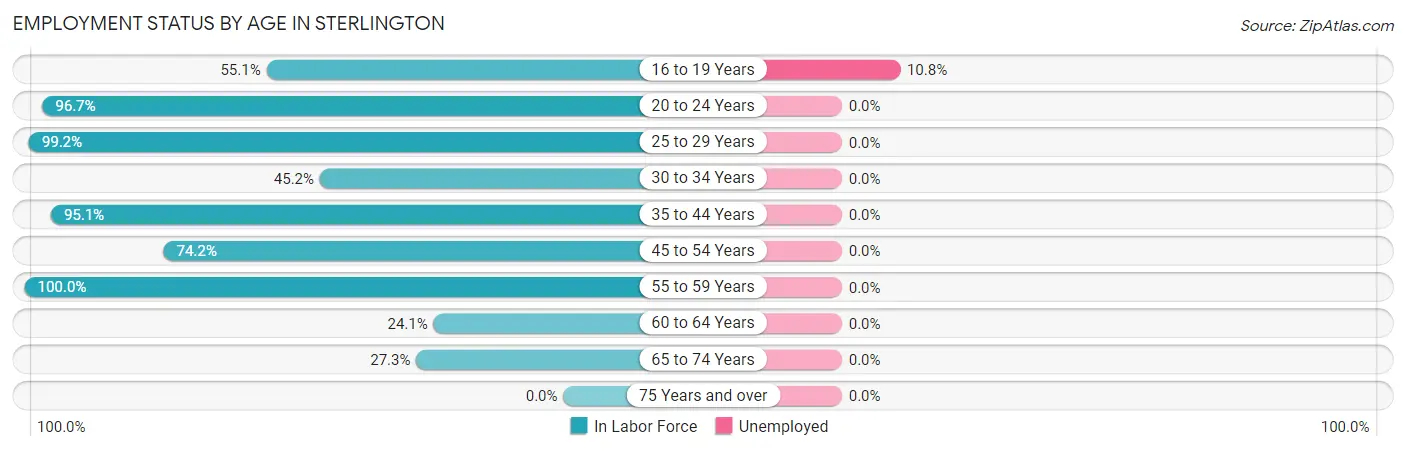 Employment Status by Age in Sterlington