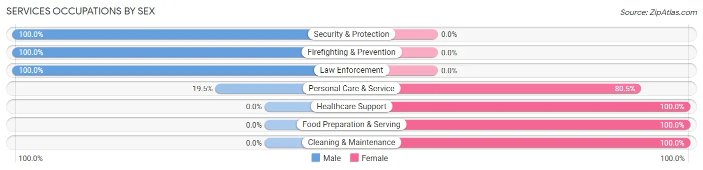 Services Occupations by Sex in Stonewall