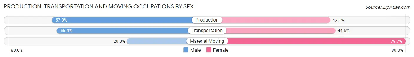Production, Transportation and Moving Occupations by Sex in Tallulah
