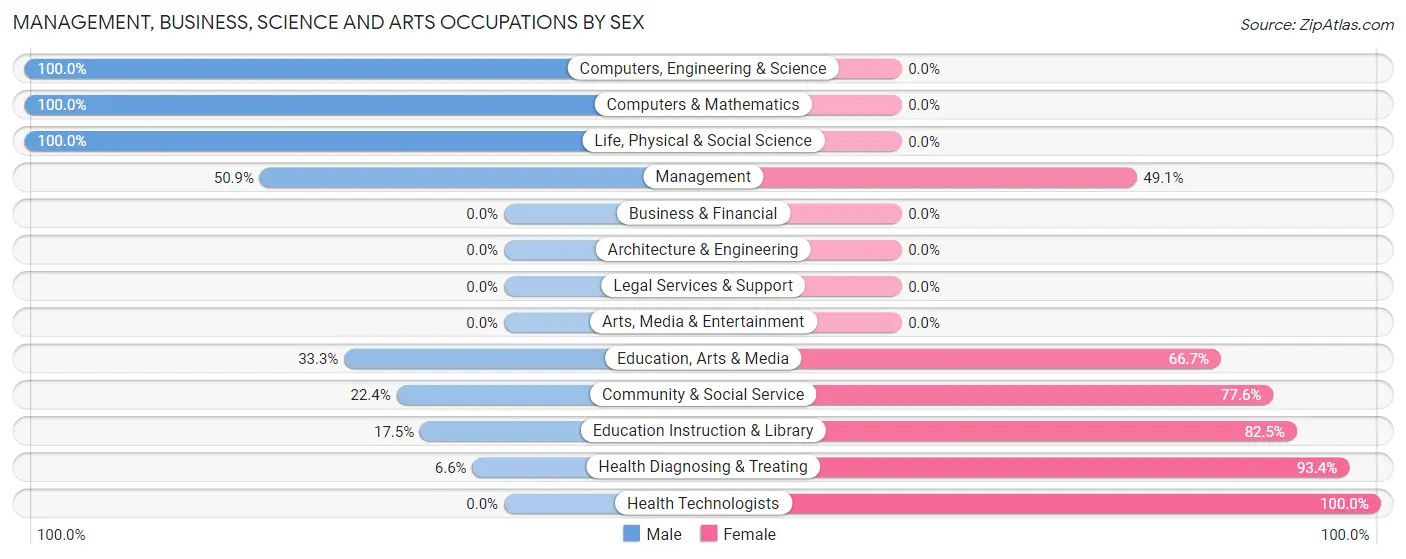 Management, Business, Science and Arts Occupations by Sex in Ville Platte