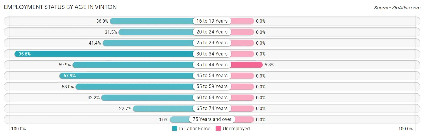 Employment Status by Age in Vinton