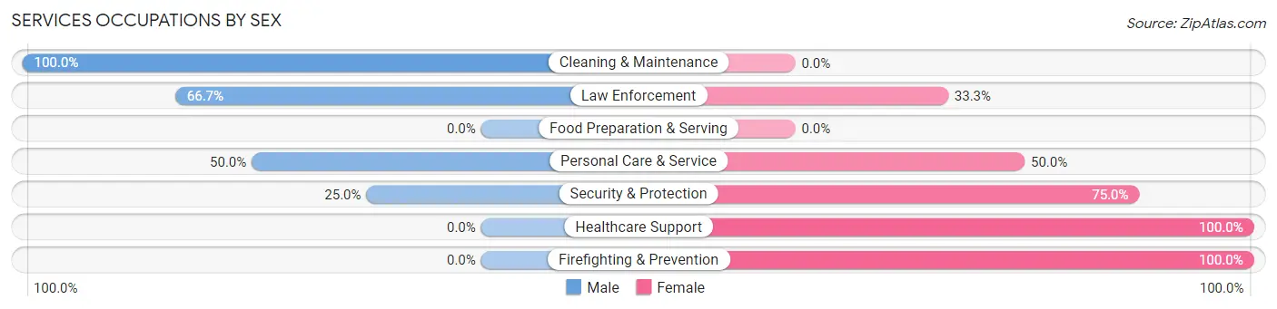 Services Occupations by Sex in Waterproof