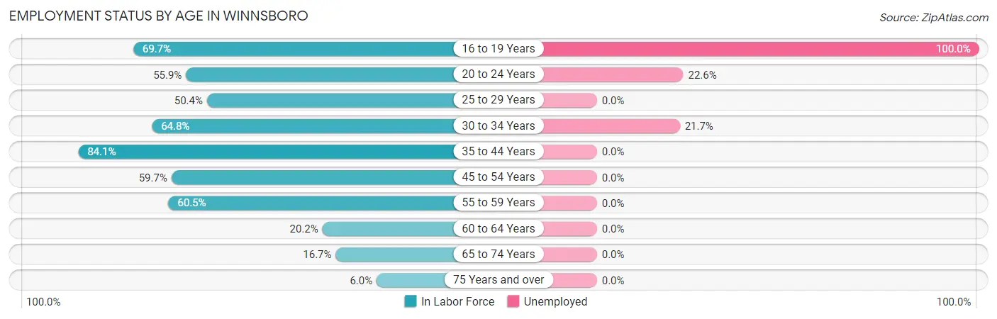 Employment Status by Age in Winnsboro