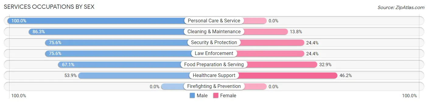 Services Occupations by Sex in Buzzards Bay