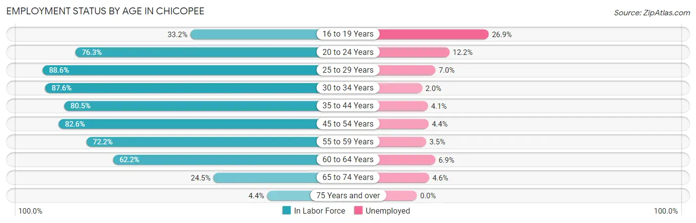 Employment Status by Age in Chicopee