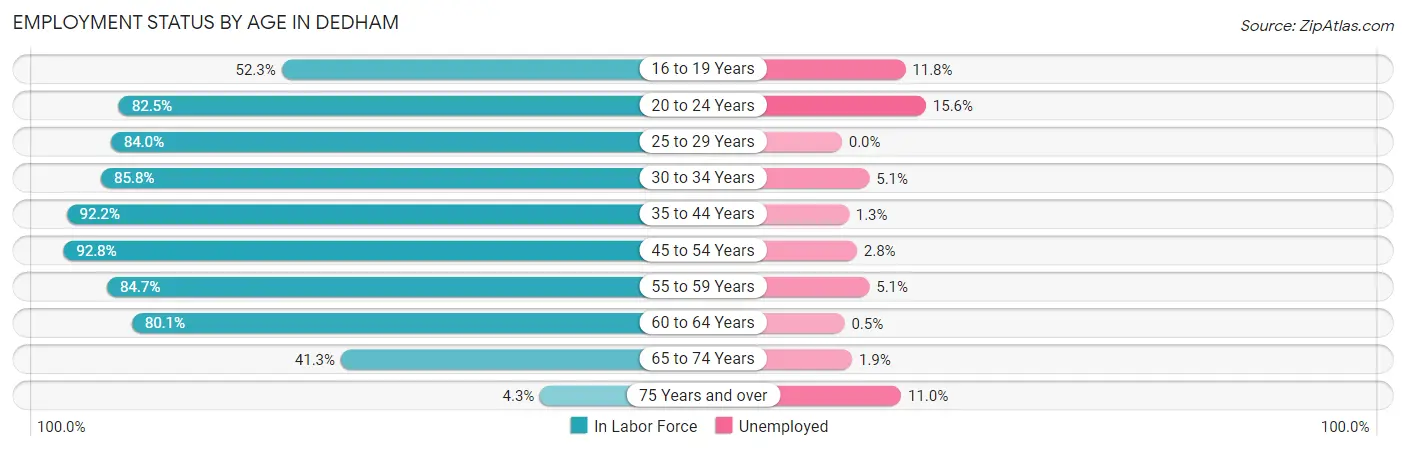 Employment Status by Age in Dedham