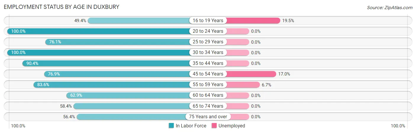 Employment Status by Age in Duxbury