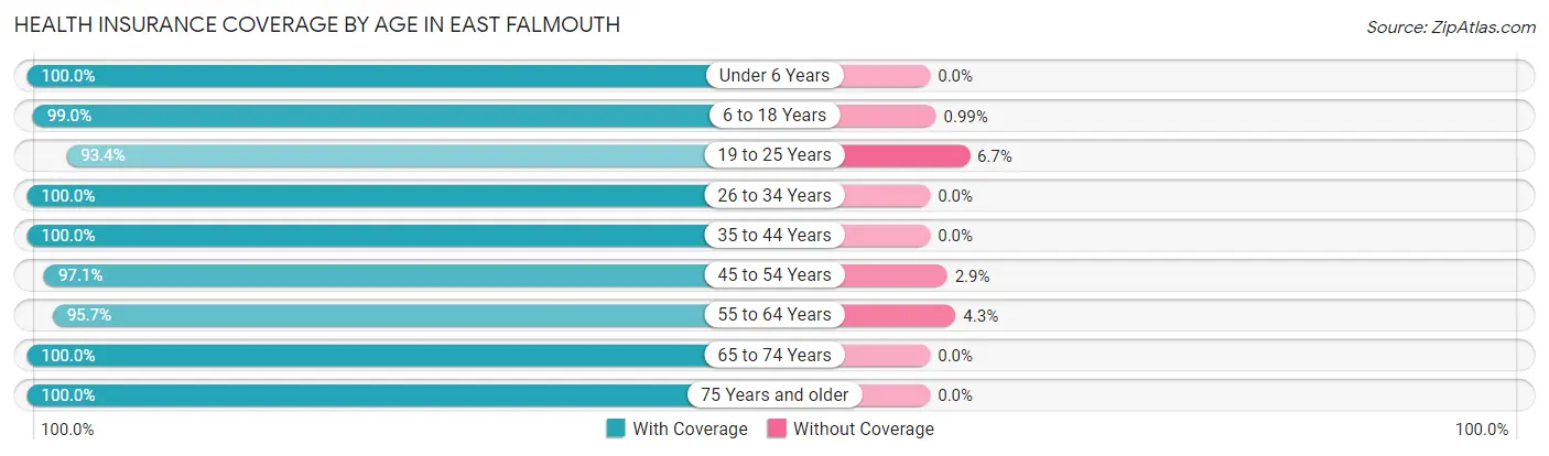 Health Insurance Coverage by Age in East Falmouth