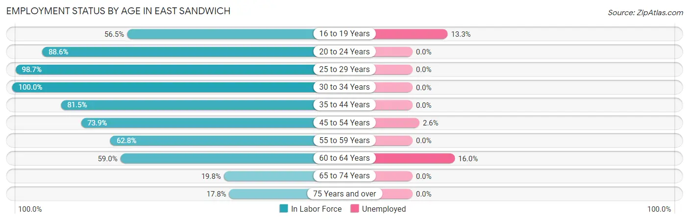 Employment Status by Age in East Sandwich
