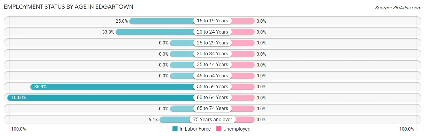 Employment Status by Age in Edgartown