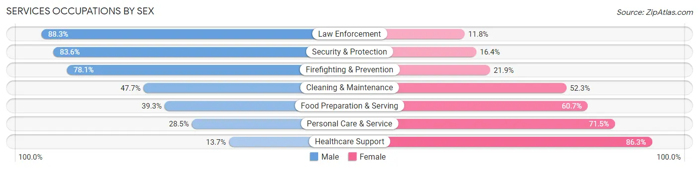 Services Occupations by Sex in Fall River