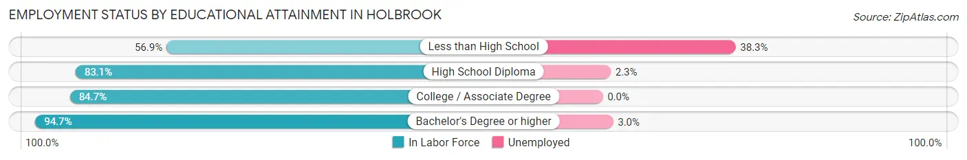 Employment Status by Educational Attainment in Holbrook