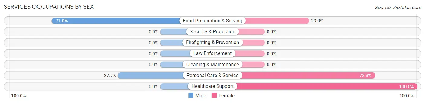 Services Occupations by Sex in Lenox