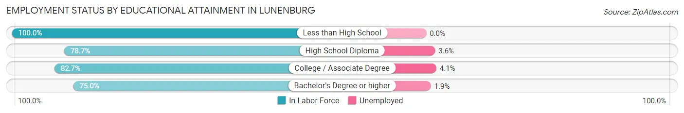 Employment Status by Educational Attainment in Lunenburg