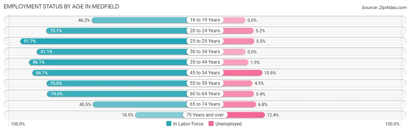 Employment Status by Age in Medfield