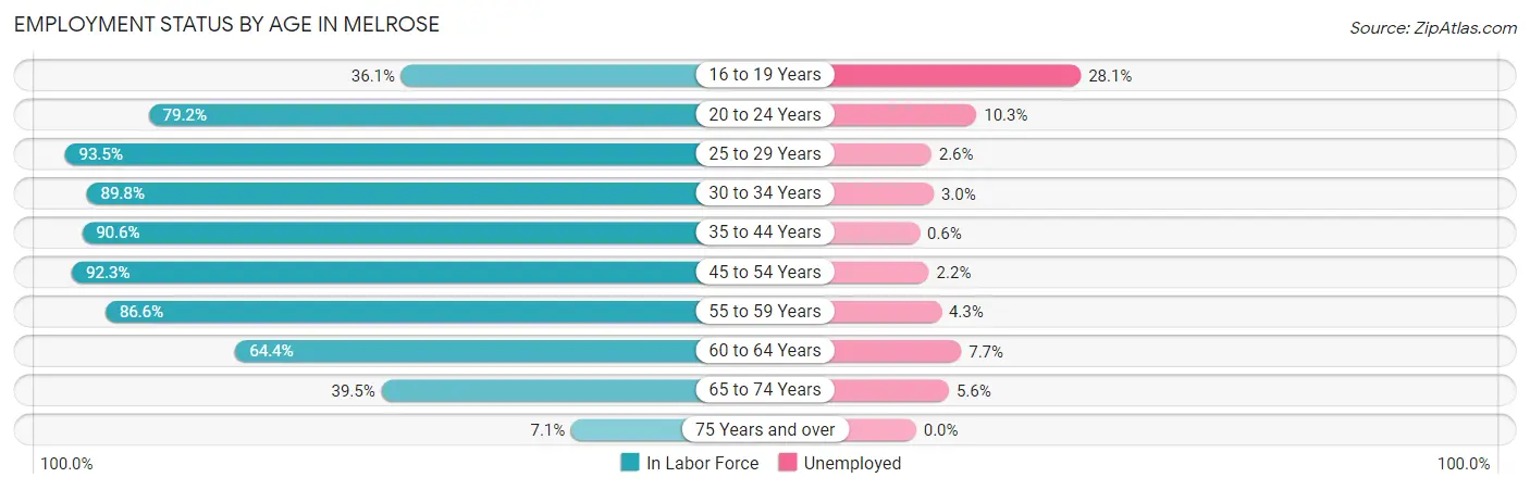 Employment Status by Age in Melrose