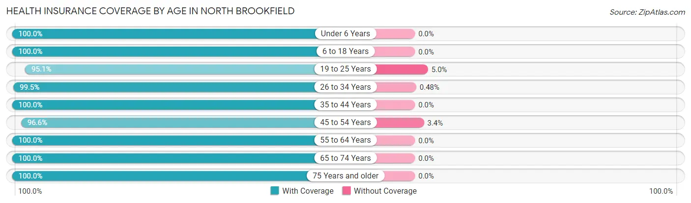 Health Insurance Coverage by Age in North Brookfield