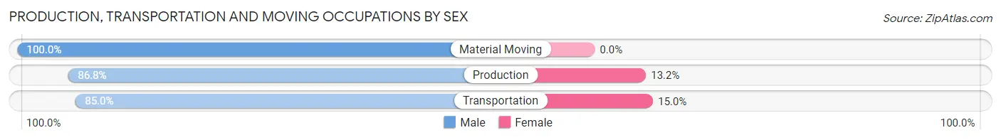 Production, Transportation and Moving Occupations by Sex in North Brookfield