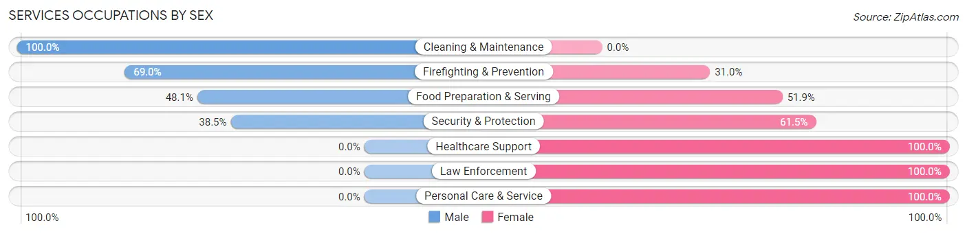 Services Occupations by Sex in Rockport