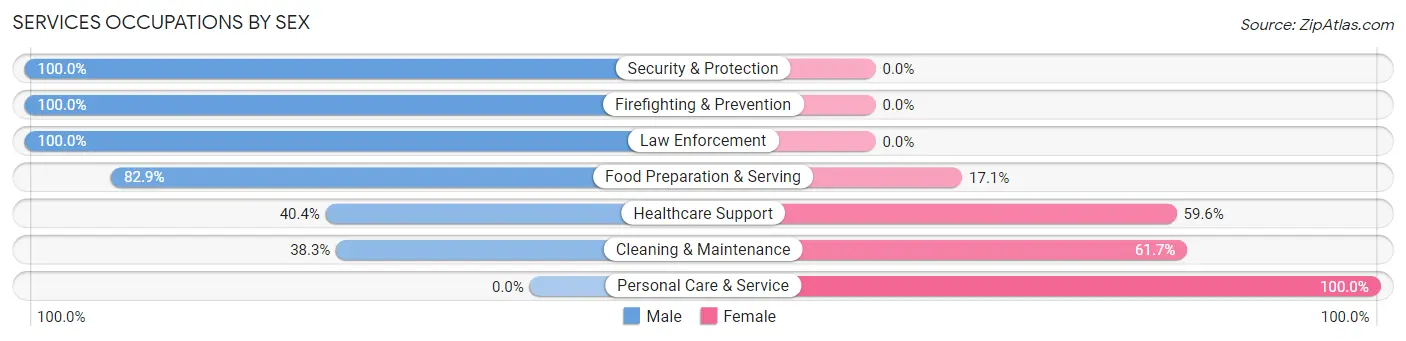 Services Occupations by Sex in South Dennis
