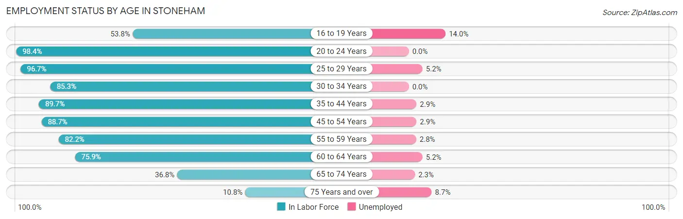 Employment Status by Age in Stoneham