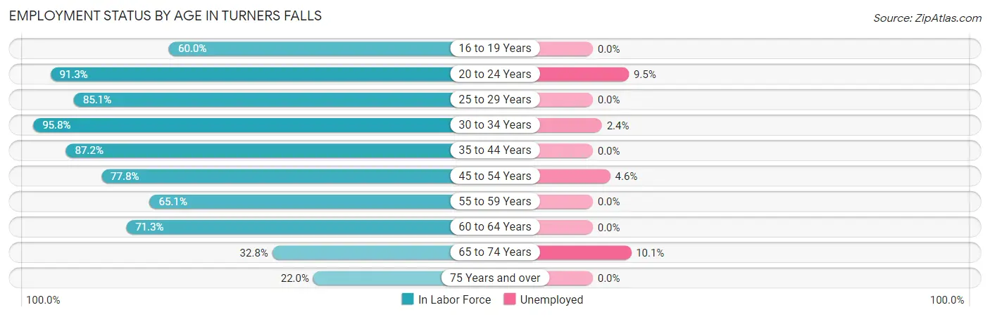 Employment Status by Age in Turners Falls