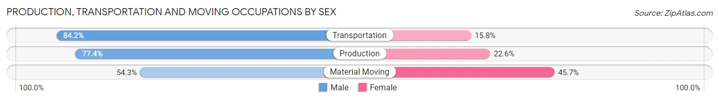 Production, Transportation and Moving Occupations by Sex in Turners Falls