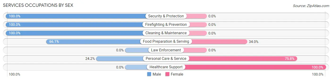 Services Occupations by Sex in Turners Falls