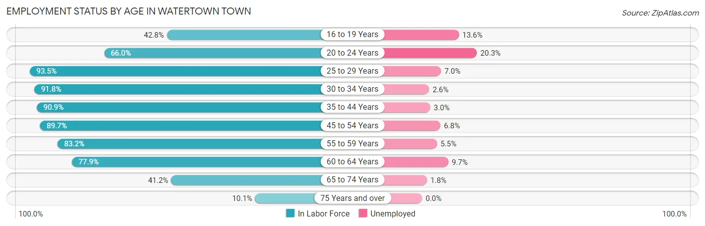 Employment Status by Age in Watertown Town