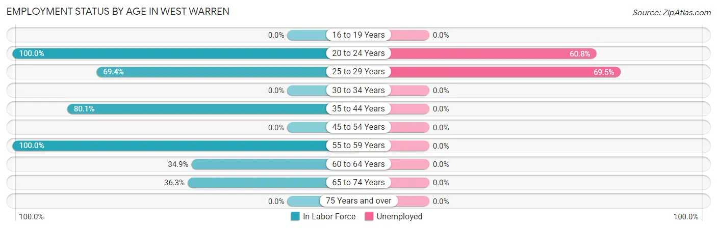 Employment Status by Age in West Warren