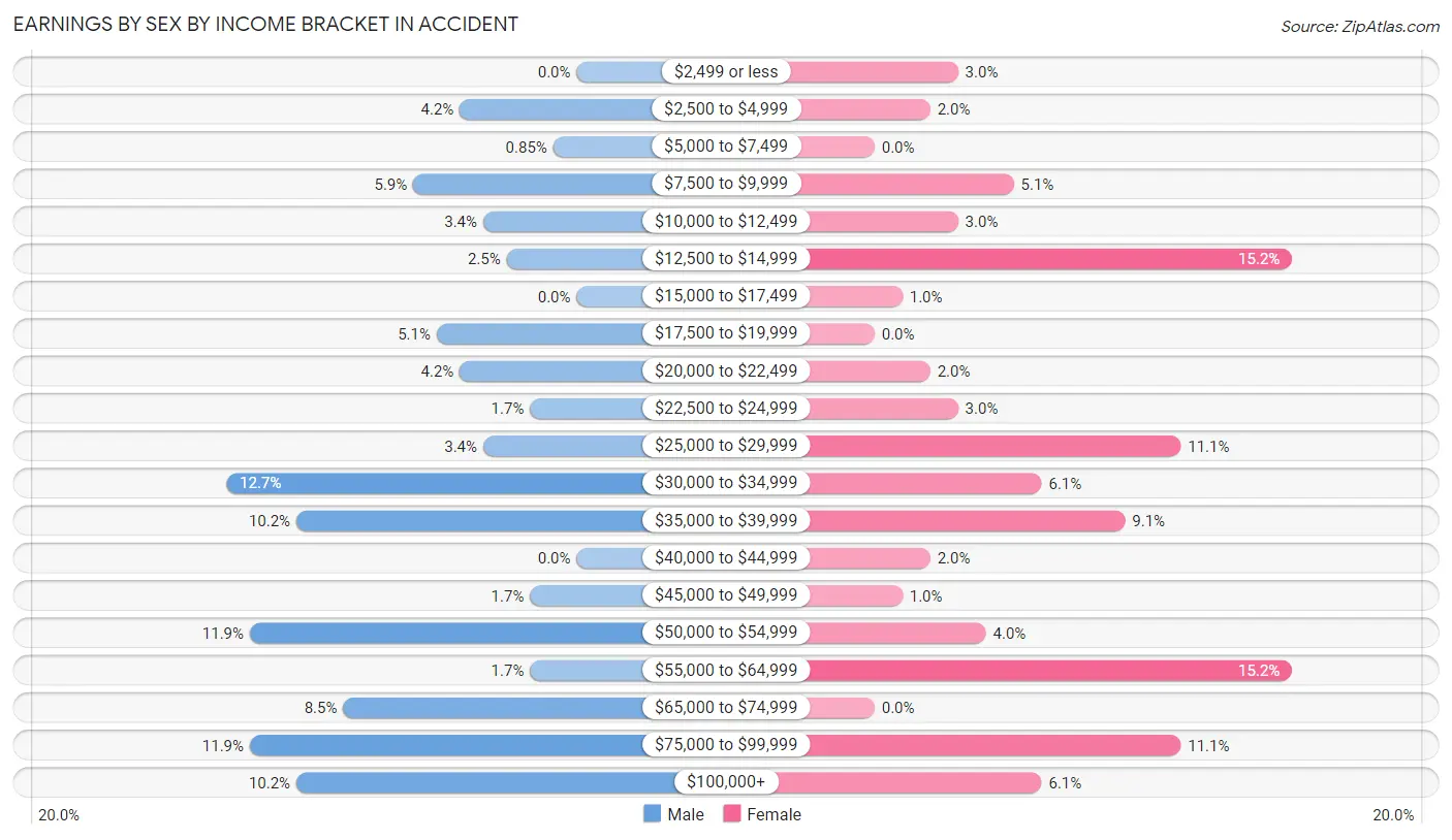Earnings by Sex by Income Bracket in Accident