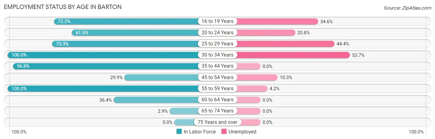 Employment Status by Age in Barton