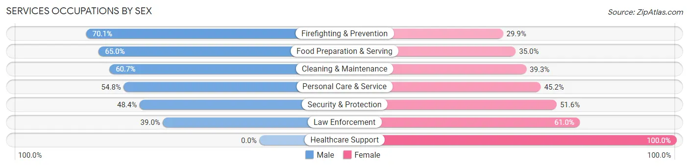 Services Occupations by Sex in Brandywine