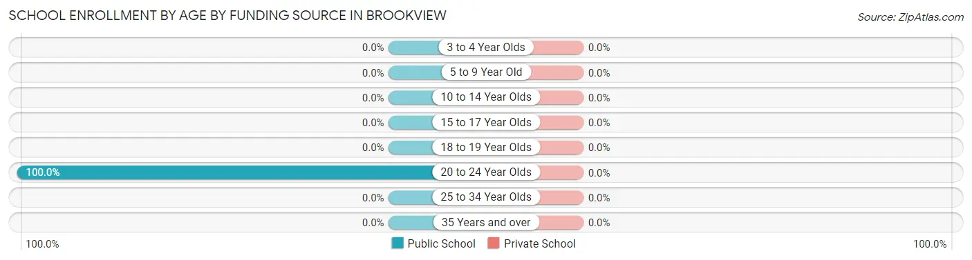 School Enrollment by Age by Funding Source in Brookview