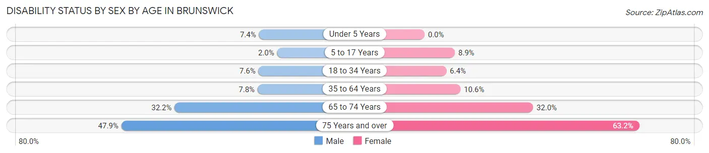 Disability Status by Sex by Age in Brunswick