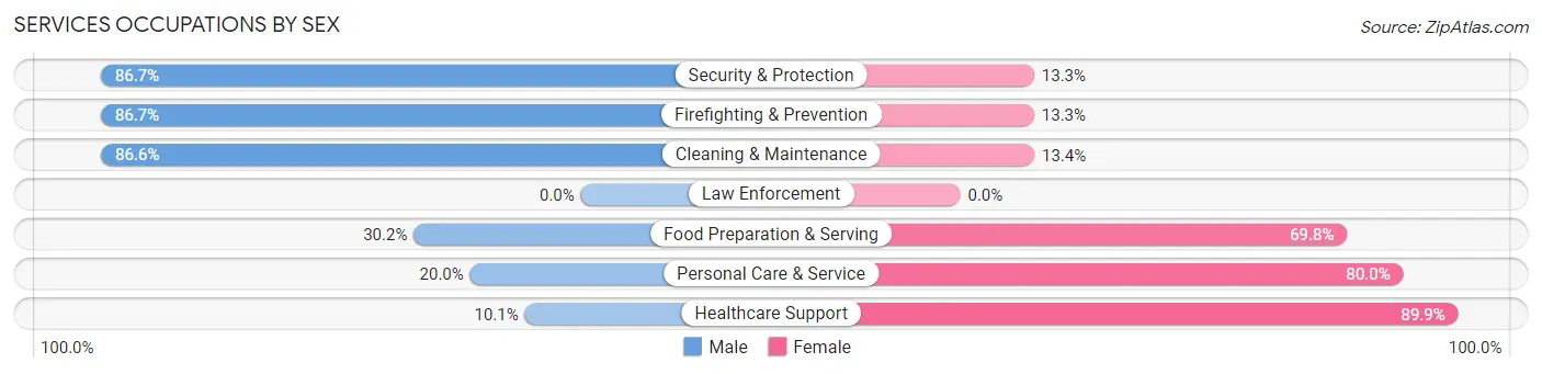 Services Occupations by Sex in Brunswick