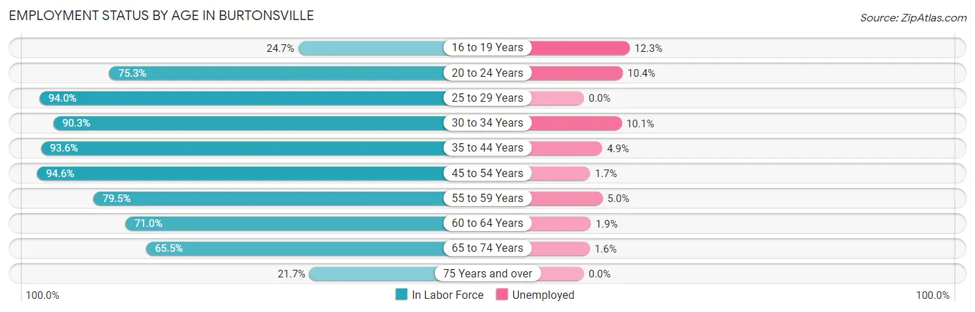 Employment Status by Age in Burtonsville