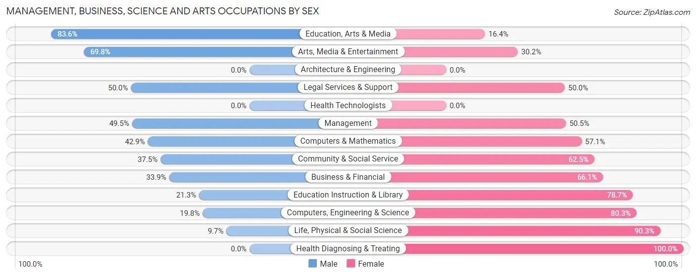 Management, Business, Science and Arts Occupations by Sex in Chestertown