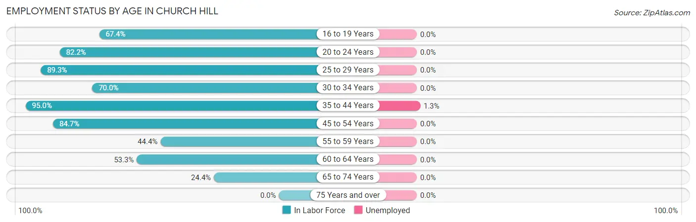 Employment Status by Age in Church Hill