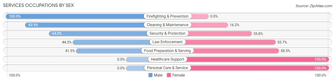 Services Occupations by Sex in Denton